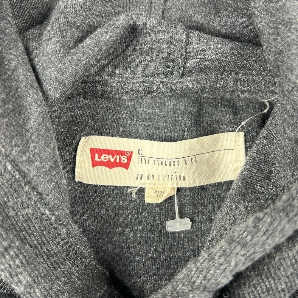 Levi's Hoodie Mens XL Gray Pullover Kangaroo Pocket Curved Hem Solid‎ Basic